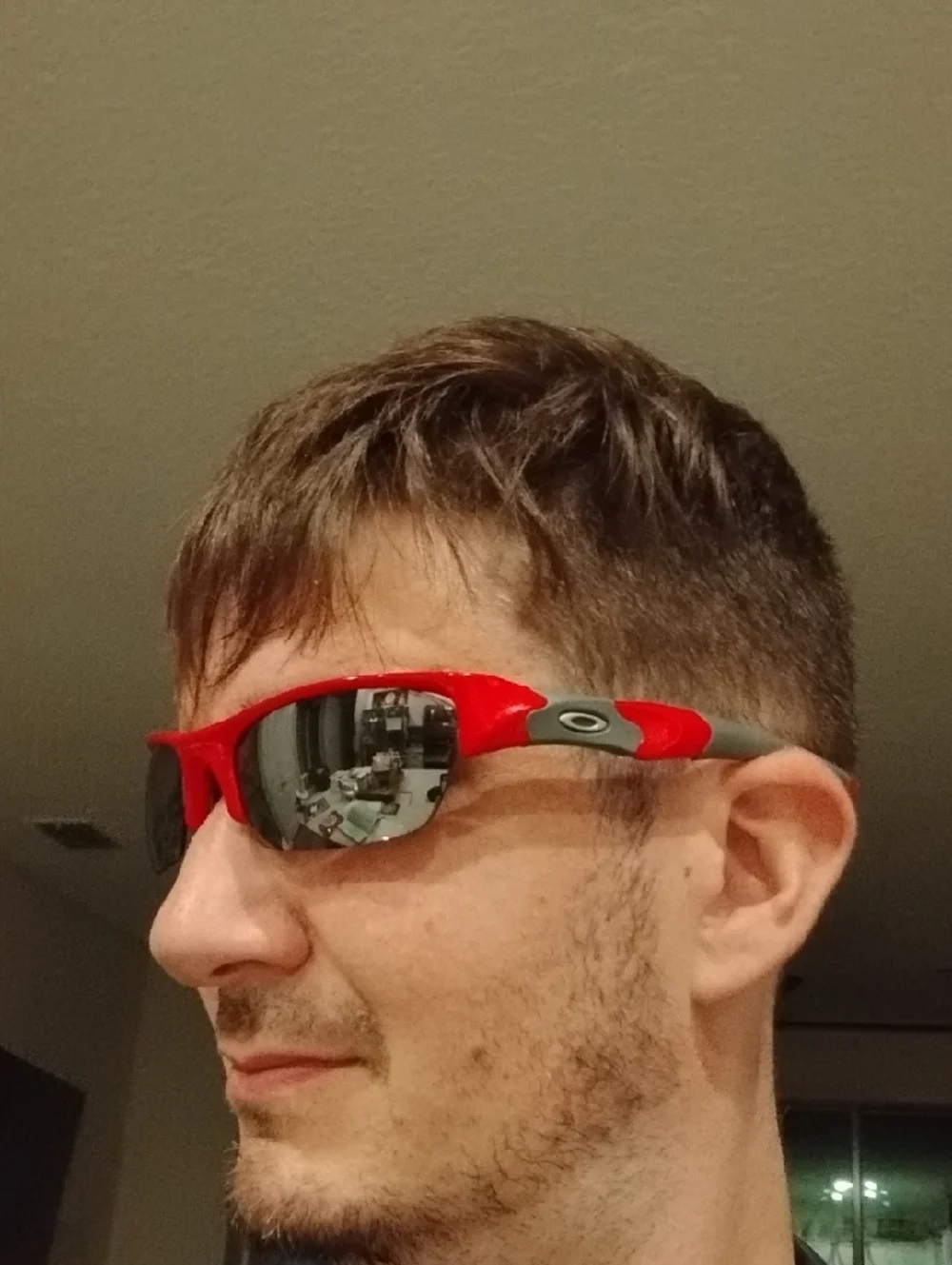 Oakley Red and Gray Flak Jacket Sport Sunglasses